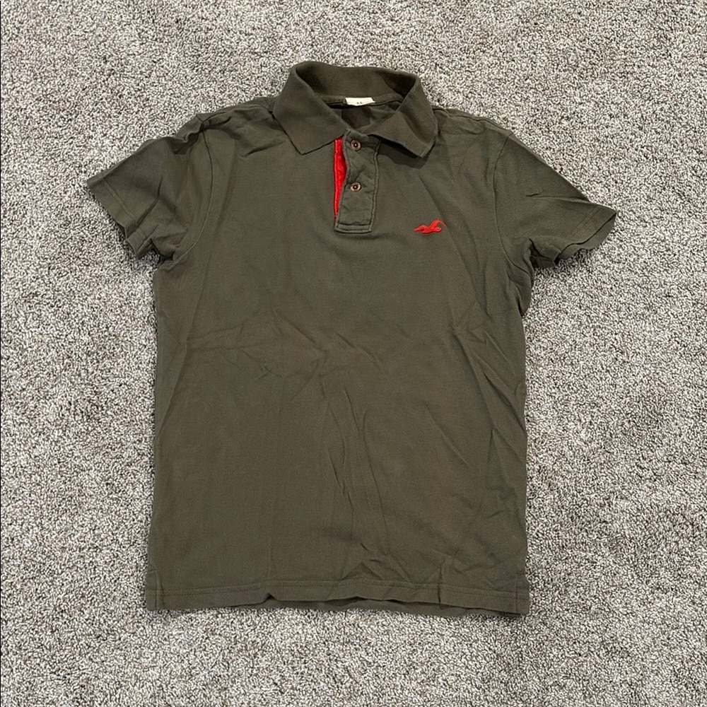 Hollister Green and Red Polo Shirt Classic Casual Style